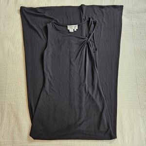 Papell Boutique Evening Black Twist Sleeveless Minimalist Flowy Maxi Dress 6